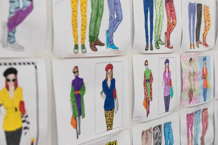 Croquis de moda desenhados pelos alunos